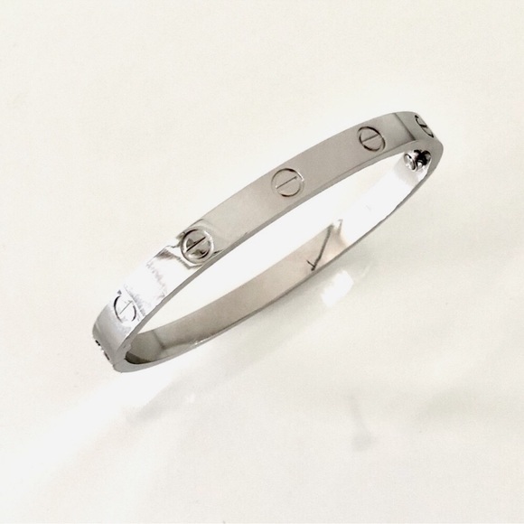 Clip On Love Screw Cuff Bangle Bracelet in Silver